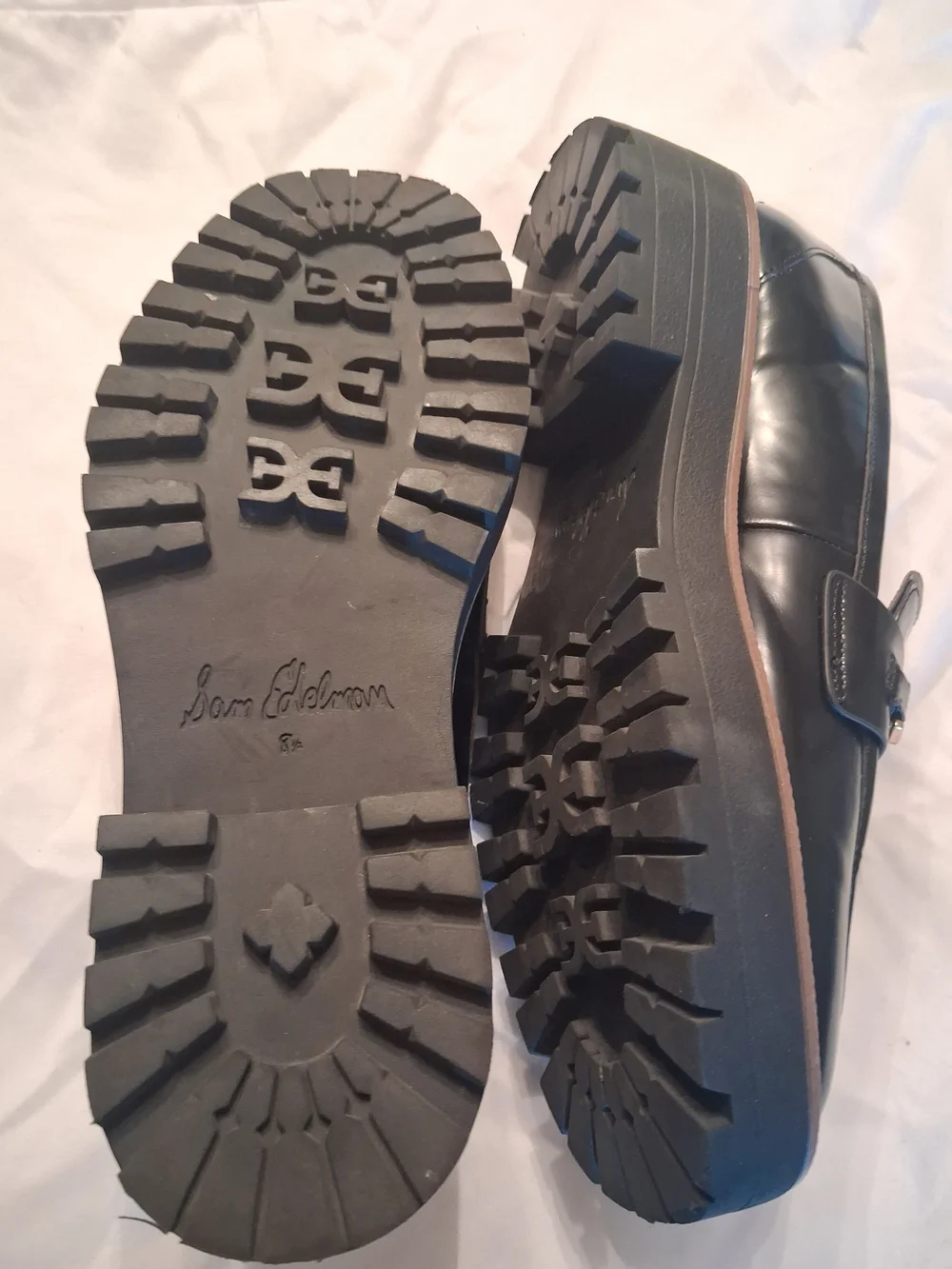 Sam Edelman | Shoes | Sam Edelman Black Leather Loafers With Gold ...